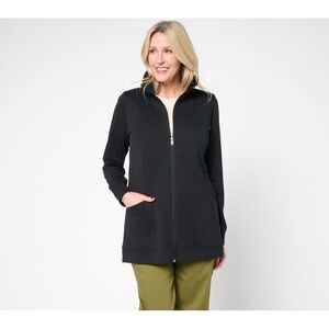 Denim & Co. Women's Petite Jacket 5XP EasyWear French Terry Tunic Black A678100